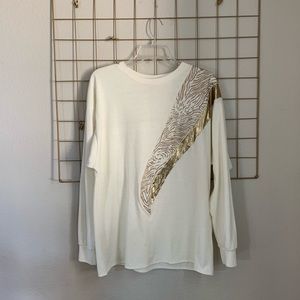 vintage YOUNG STUFF white sweatshirt Gold appliqué